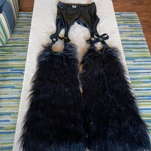 Club Exx beats machine fuzzy cutout pants